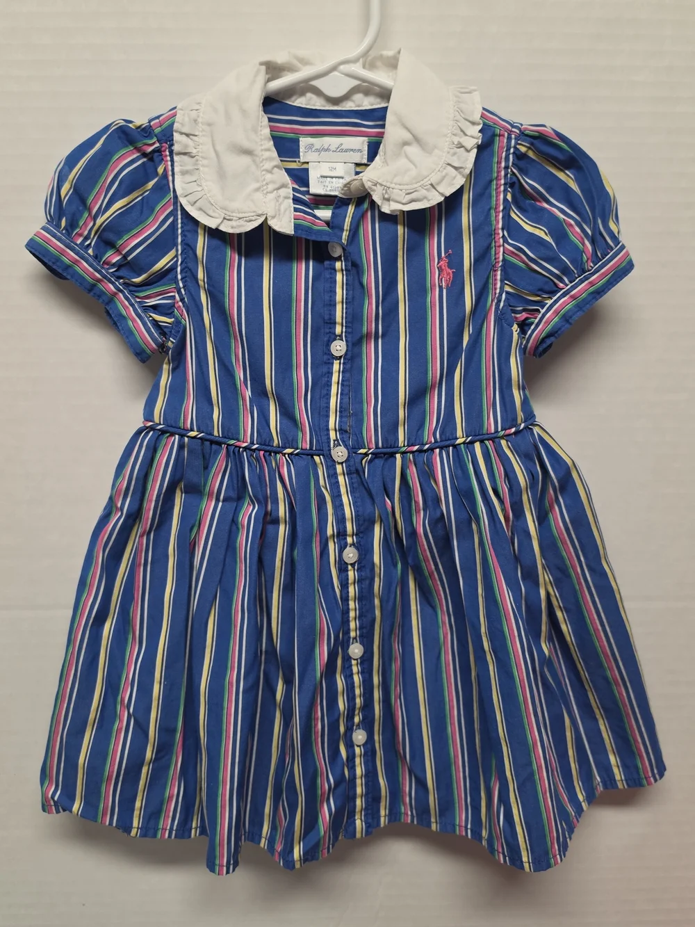Polo Ralph Lauren Baby Girl Striped Dress & Bloomer Set 12M Ruffle Collar